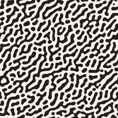 Vector Seamless Grunge Pattern. Black and White Organic Shapes. Messy Spots Texture.