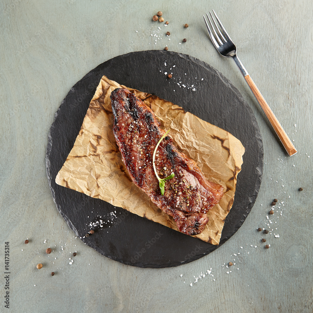 Poster delicious grilled striploin steak