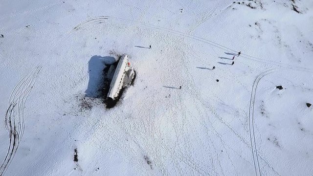 Solheimasandur Plane Wreck in the snow, A Crashed DC 3 in Iceland