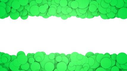 Background with green circles. Graphic illustration with place for text. 3D rendering