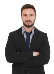 Cheerful businessman isolated