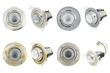 set of halogen bulbs on white background, collection of different kind of light bulbs, led, Halogen, bulb, energy saving light bulb, light lamps,