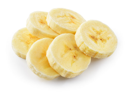 Banana slices isolated on white background. With clipping path.