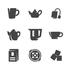 Fototapeta premium Modern icons set silhouettes of tea
