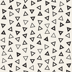 Trendy Texture With Scattered Geometric Shapes. Vector Seamless Pattern.