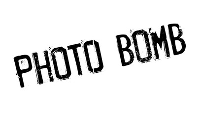 Photo Bomb rubber stamp. Grunge design with dust scratches. Effects can be easily removed for a clean, crisp look. Color is easily changed.