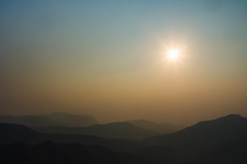 Mountains with sunrise.