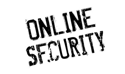 Online Security rubber stamp. Grunge design with dust scratches. Effects can be easily removed for a clean, crisp look. Color is easily changed.