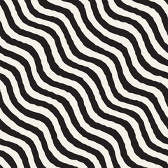 Seamless Wavy Hand Drawn Stripes Pattern. Repeating Vector Texture.