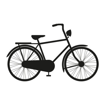 Bicycle icon or sign. Vector black silhouette of Bicycle.