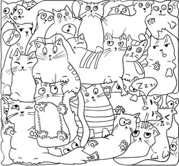 White cats , VECTOR outline.