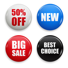 Set colored sale badges, isolated on white