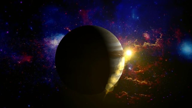 Jupiter rotating in space