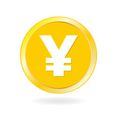 Coin icon. Gold coin with Yen sign. Cash and money symbol. Vector illustration.