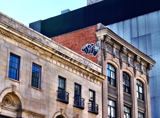 Mural on Top of Old Buildings