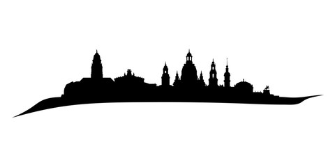 Die Skyline von Dresden als Silhouette. Vektorskyline mit Zwinger, Semperoper und Frauenkirche. - obrazy, fototapety, plakaty