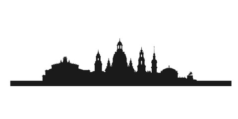 Obraz premium Die Skyline von Dresden als Silhouette. Vektorskyline mit Zwinger, Semperoper und Frauenkirche.