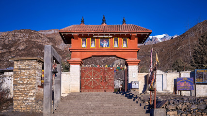 Main gates to the Muktinath temple in Himalayas, Nepal
