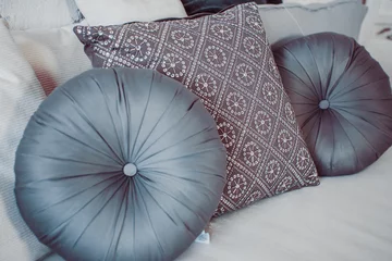 Tuinposter Pillow on sofa decoration interior with morocco style © popovatetiana
