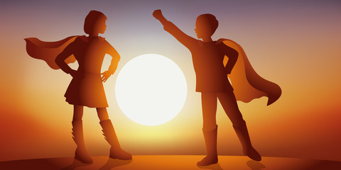 Héros   Enfant - Héroïne - Imagination - Coucher de soleil © pict rider