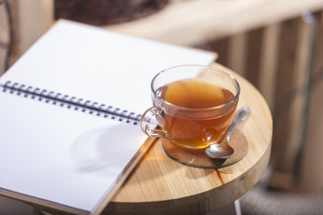 Still life details, cozy concept, cup of tea