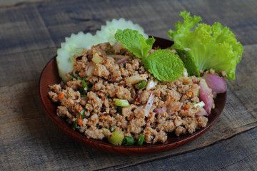 Spicy minced pork salad.