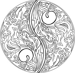 Coloring TAO mandala vector