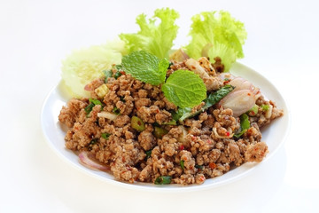 Spicy minced pork salad.