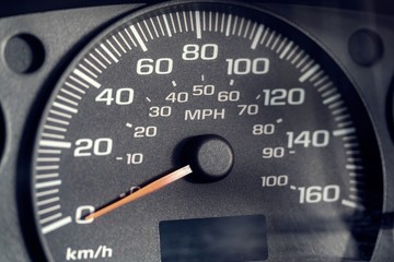 Close up shot Speedometer in a car.