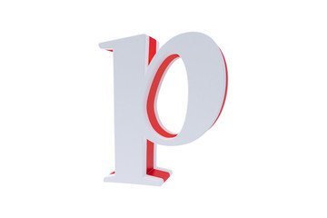 Alphabet letters, isolated on white background. Alphabet letter P made with Candy on white background.