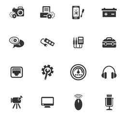 Electronics repair icons set