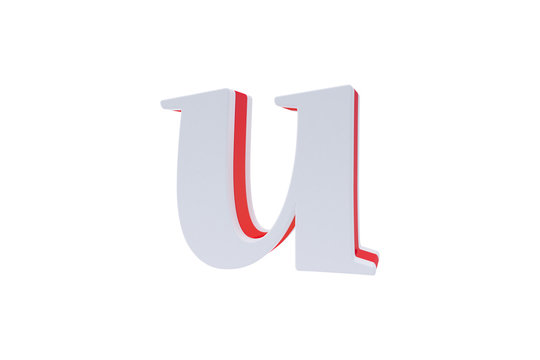 Alphabet letters, isolated on white background. Alphabet letter U made with Candy on white background.