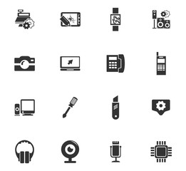 Electronics repair icons set