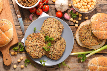 vegan burger with chickpea and lentils