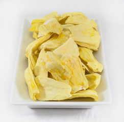 Pieces of jackfruit in white plate