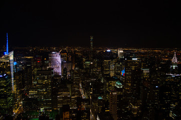 Fototapeta na wymiar Manhattan, Midtown Seen From the Empire State Building at Night, USA