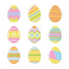 Set of vector Easter eggs for Easter holidays design. Isolated on white.