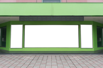 Street, Banner - Sign, Lighting Equipment, Billboard, Advertisement,Large blank billboard on a street wall,  banners with room to add your own text