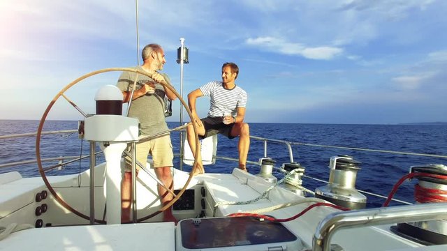 Friends on a sail boat