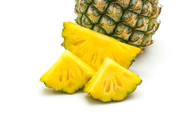 Isolated of pineapple fruit sliced on white background