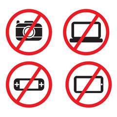 Icon prohibited electronic devices on planes.