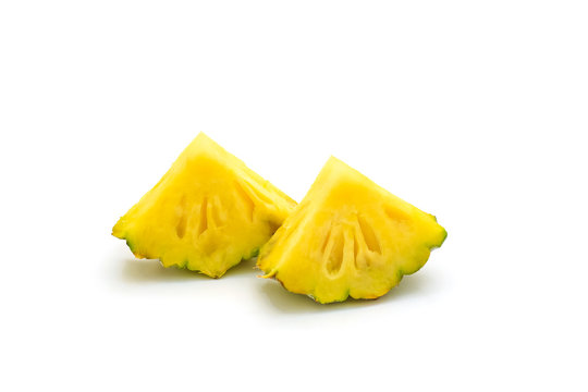 Isolated of pineapple fruit sliced on white background