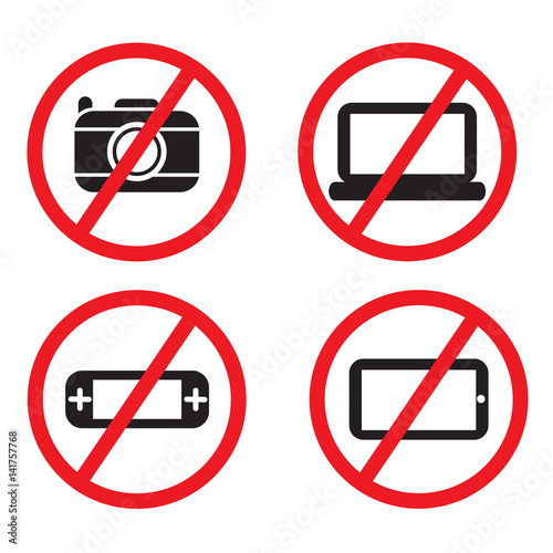 "Icon prohibited electronic devices on planes." Stock image and royaltyfree vector files on