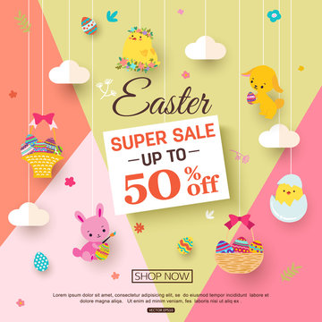 Easter sale banner for kids shopping