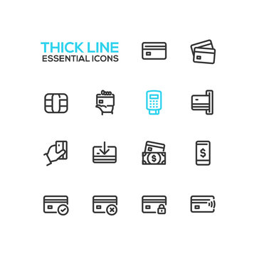 Finance - modern vector single thick line icons set