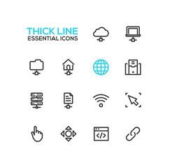 Network Data - modern vector single thick line icons set