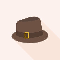Brown wool fedora hat vector, flat design vector