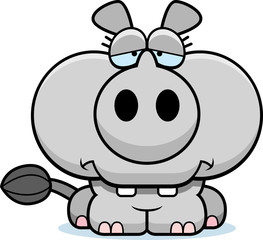 Cartoon Sad Rhinoceros
