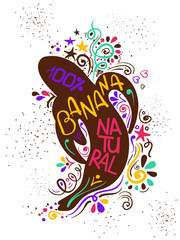 Illustration Of Banana Silhouette And Pattern.