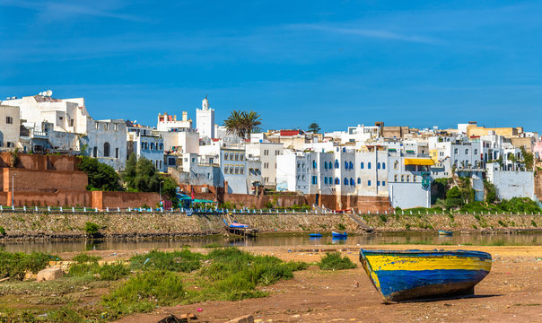 Fishing boat on the bank of a river in Azemmour, Morocco